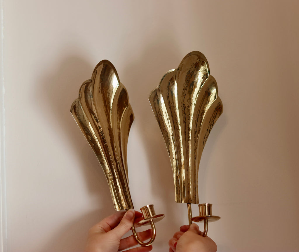 Pair of Vintage Swedish Brass Sconces by Arvika Noah Ancienne
