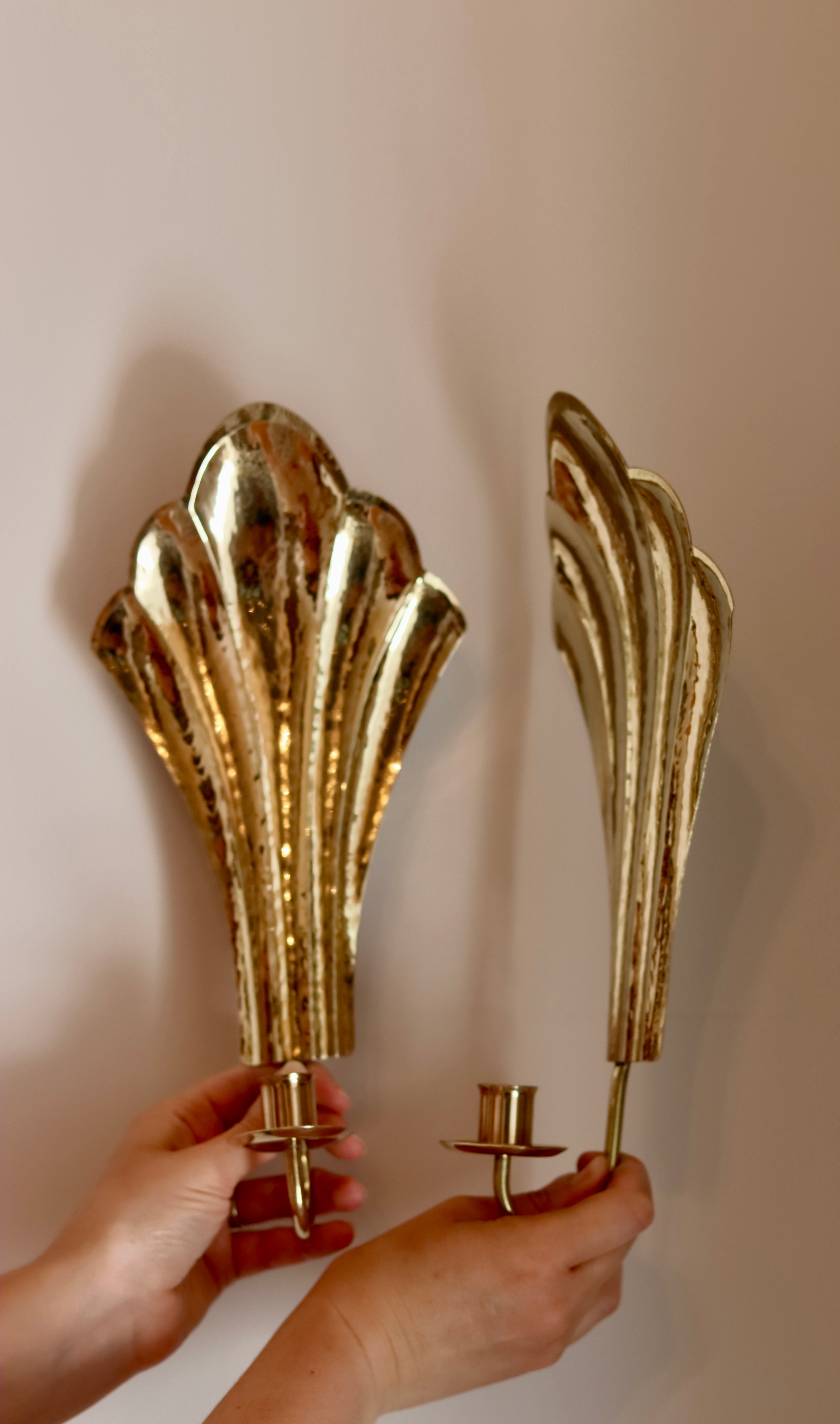 Pair of Vintage Swedish Brass Sconces by Arvika Noah Ancienne