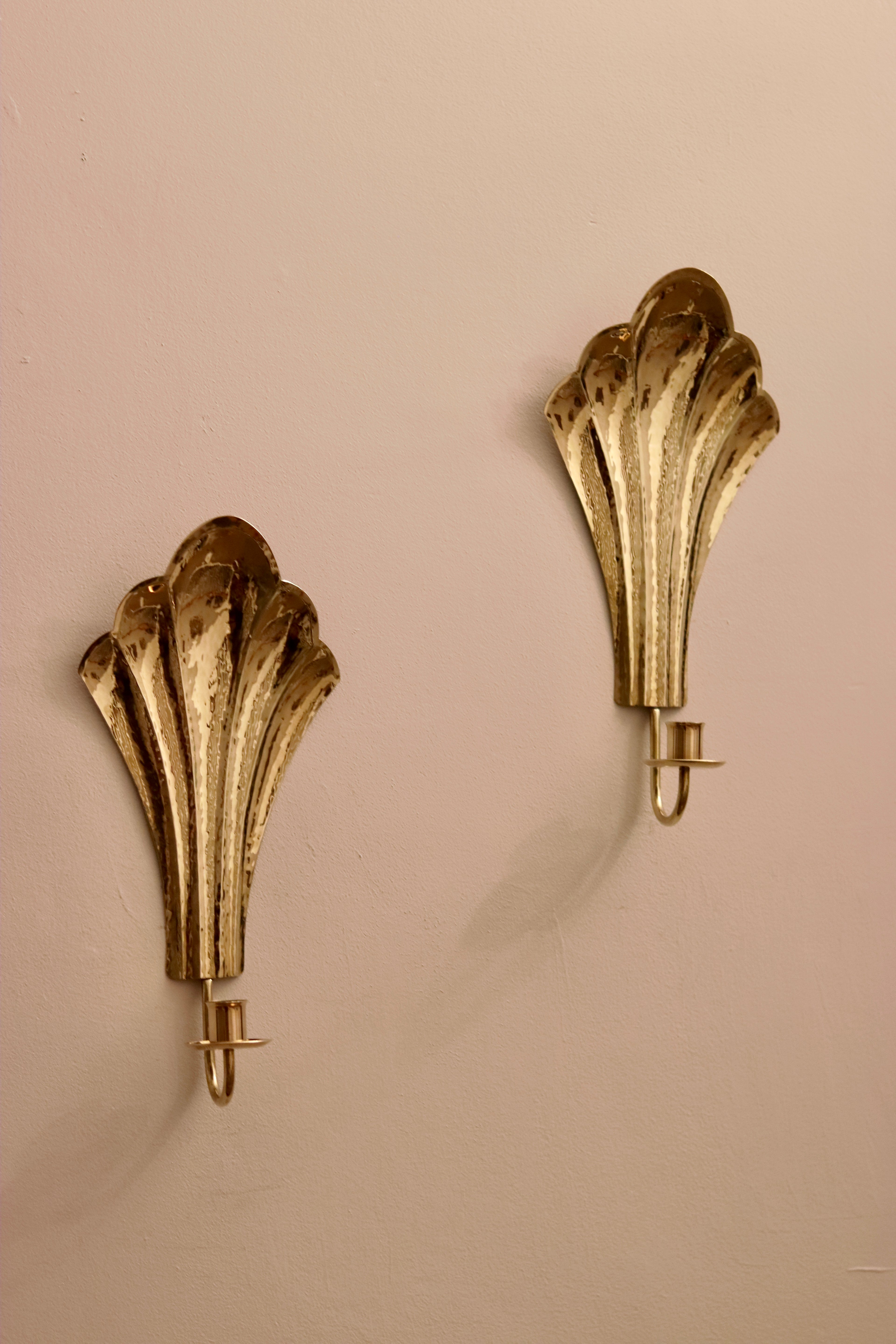 Pair of Vintage Swedish Brass Sconces by Arvika Noah Ancienne