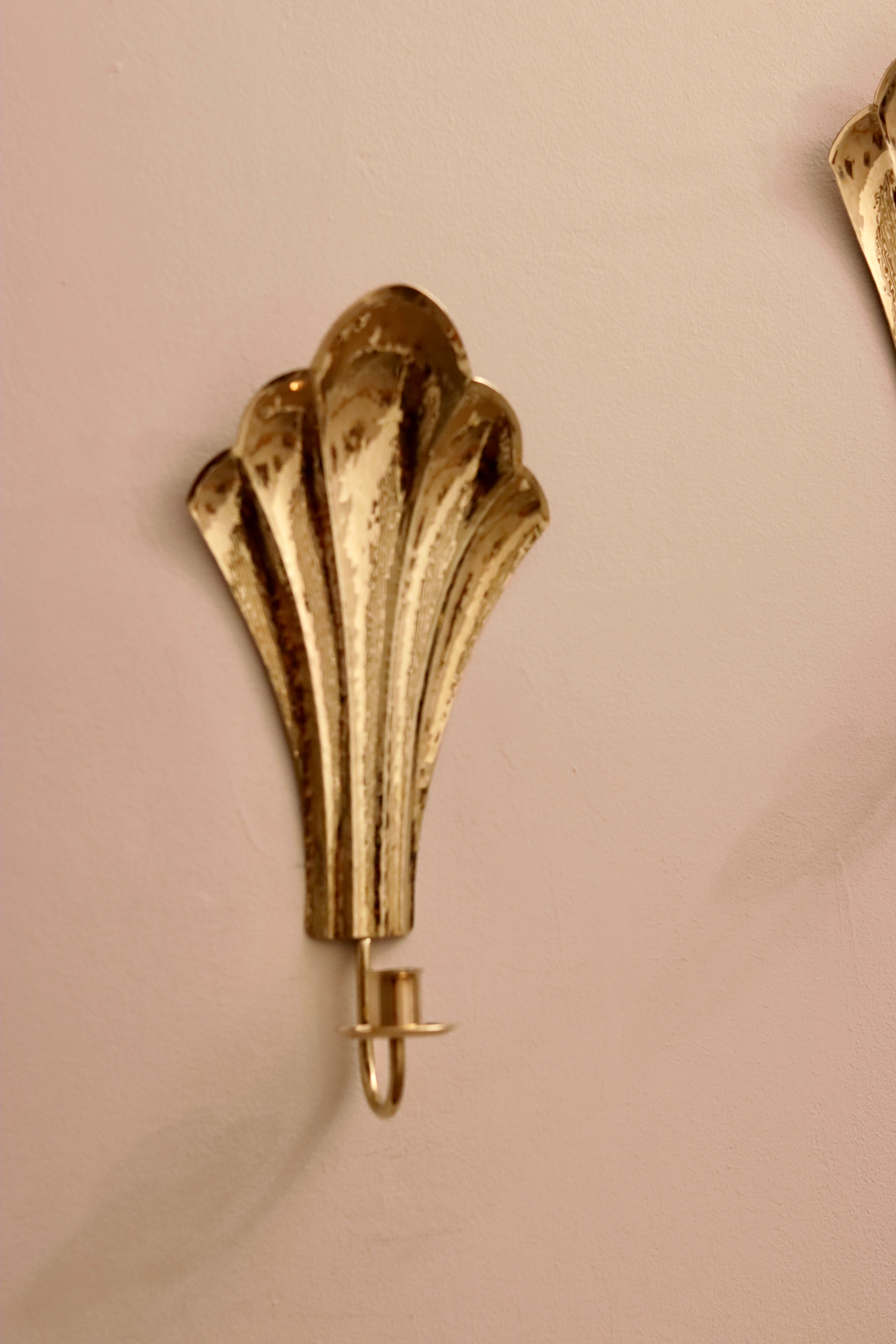 Pair of Vintage Swedish Brass Sconces by Arvika Noah Ancienne