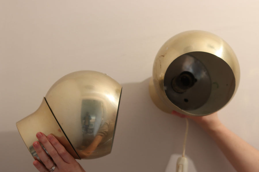 Pair of Vintage Swedish Brass Wall Lamps by HEMI Orb 3 Noah Ancienne