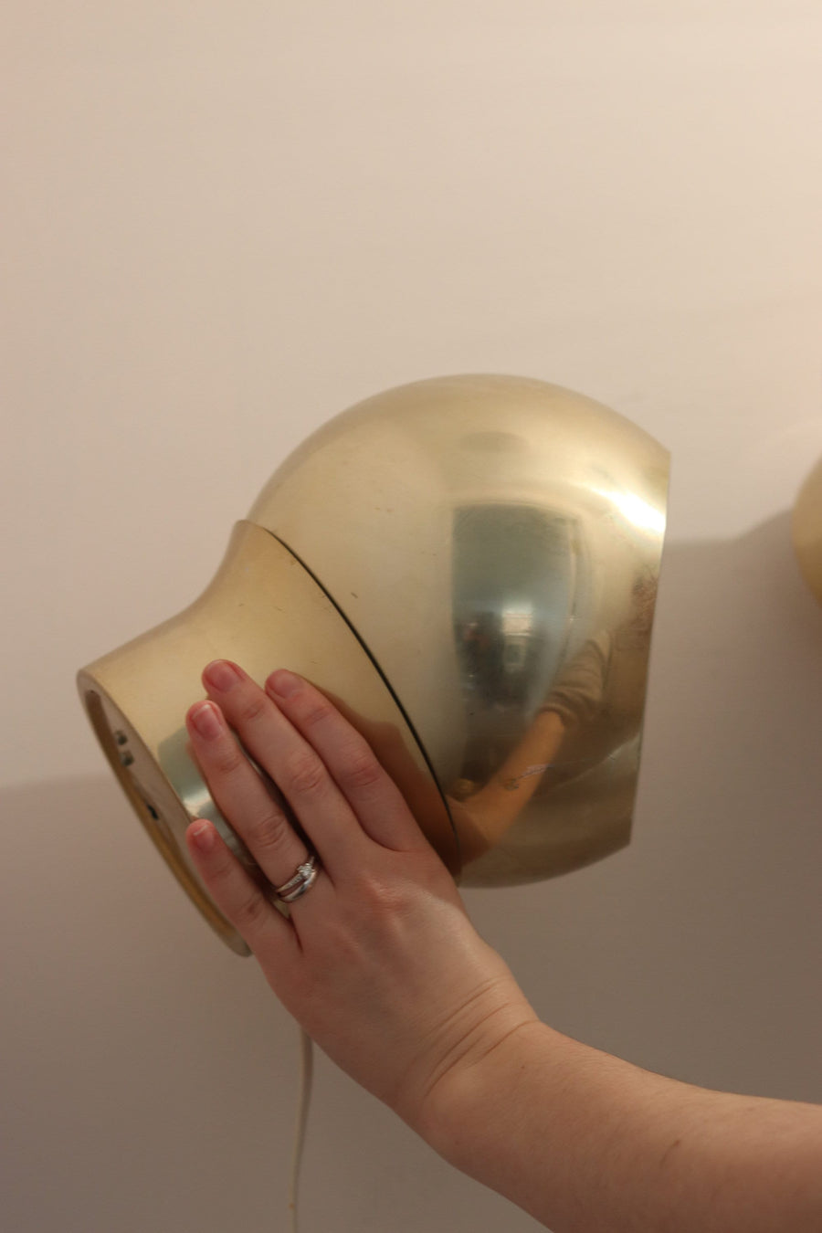Pair of Vintage Swedish Brass Wall Lamps by HEMI Orb 3 Noah Ancienne