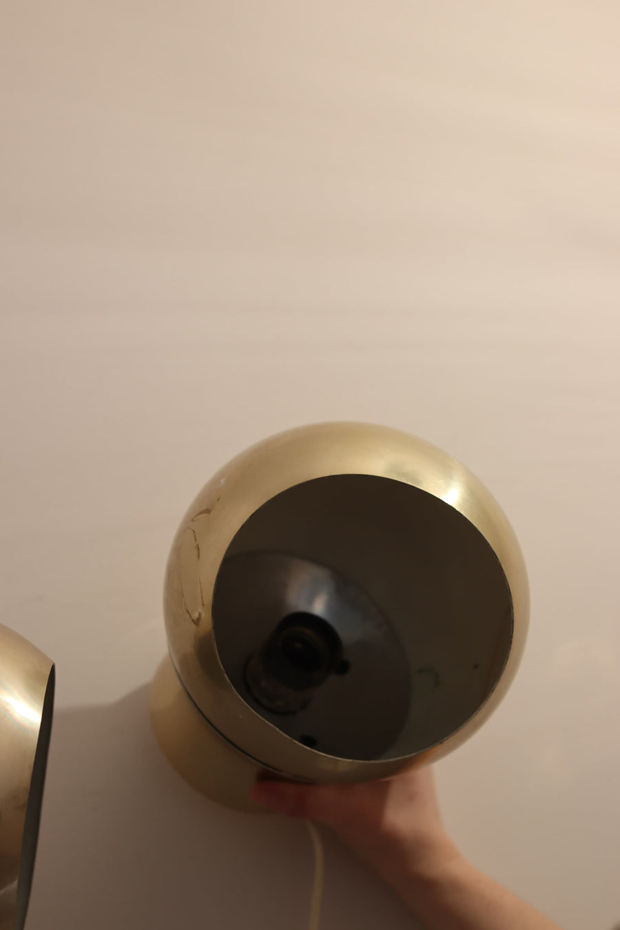 Pair of Vintage Swedish Brass Wall Lamps by HEMI Orb 3 Noah Ancienne