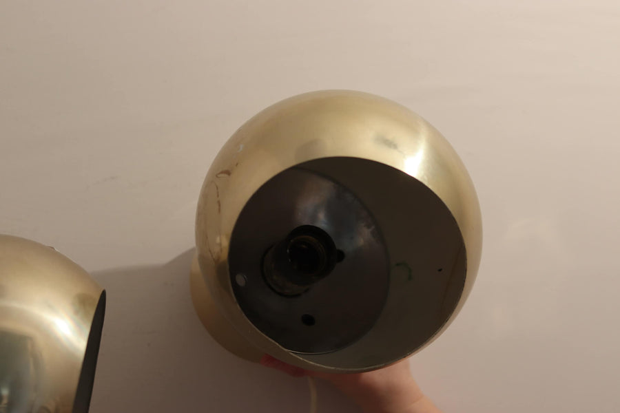 Pair of Vintage Swedish Brass Wall Lamps by HEMI Orb 3 Noah Ancienne