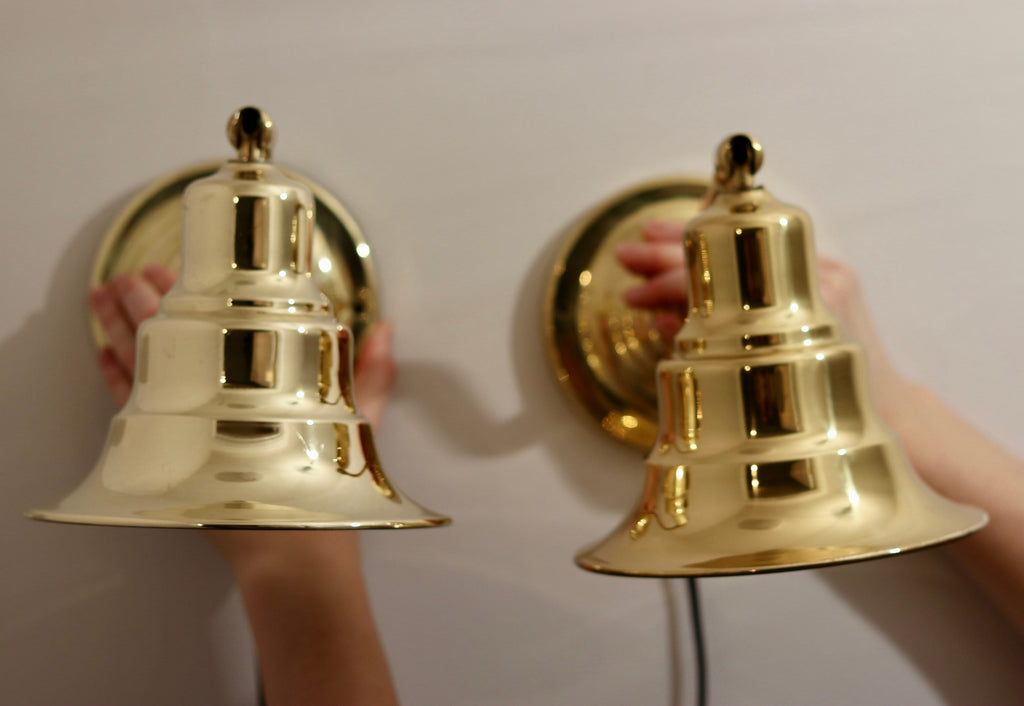 Pair of Vintage Swedish Brass Wall Lamps by Jan Wickelgren, circa 1960s Noah Ancienne