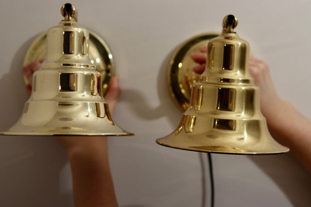 Pair of Vintage Swedish Brass Wall Lamps by Jan Wickelgren, circa 1960s Noah Ancienne