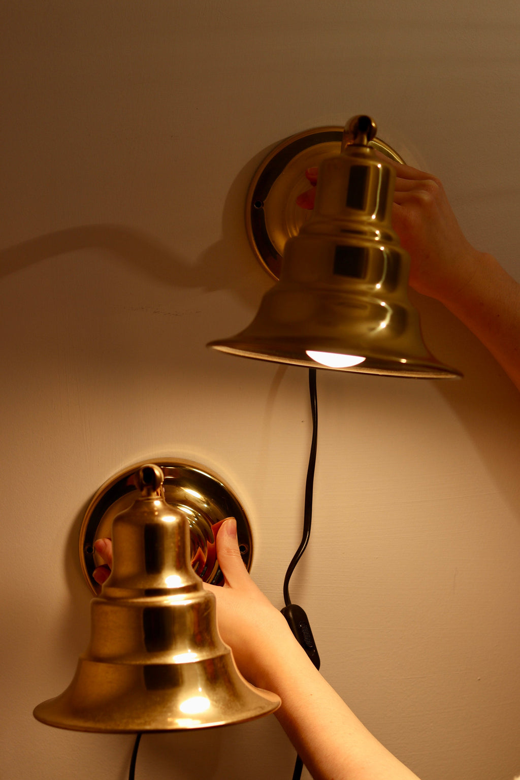Pair of Vintage Swedish Brass Wall Lamps by Jan Wickelgren, circa 1960s Noah Ancienne