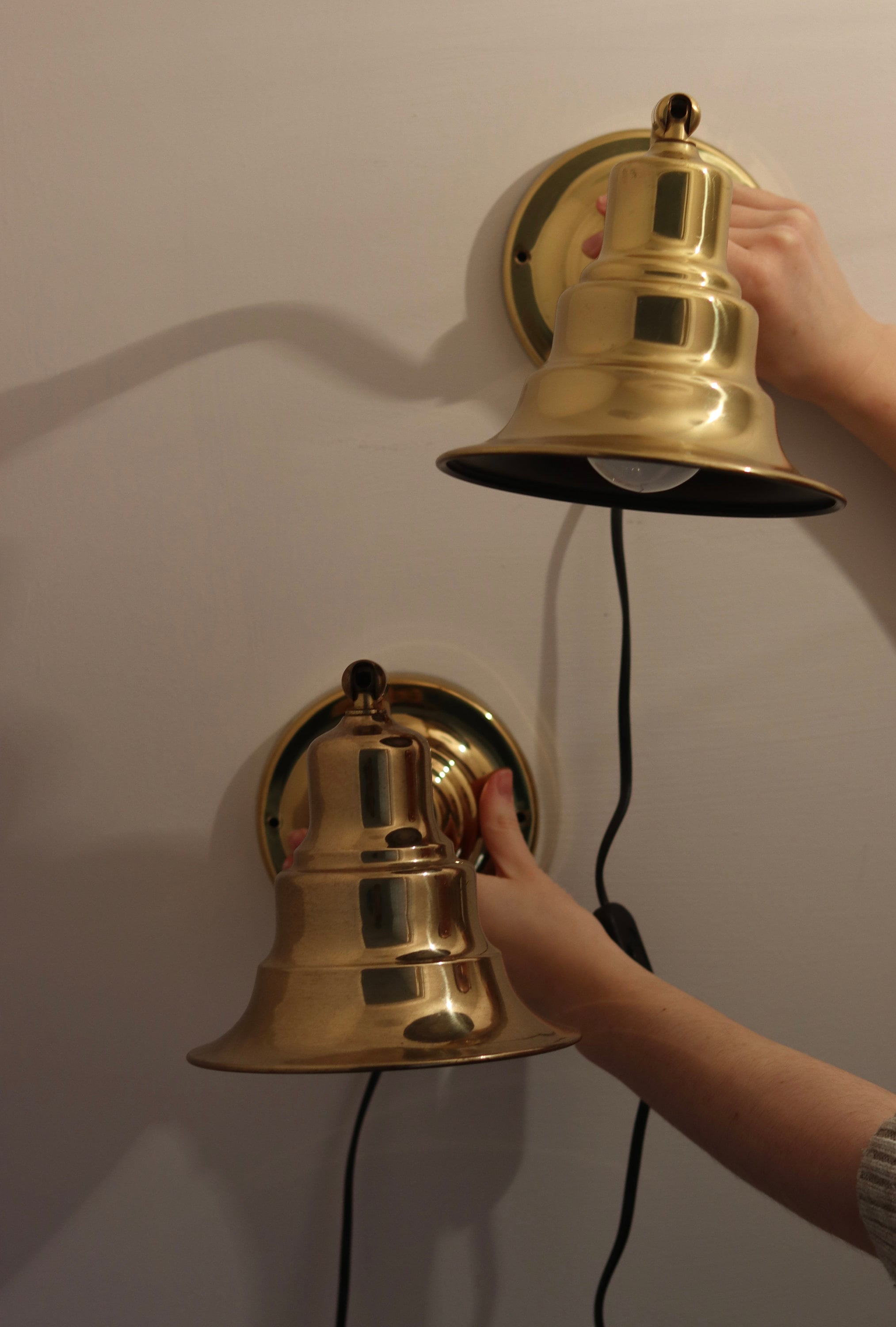 Pair of Vintage Swedish Brass Wall Lamps by Jan Wickelgren, circa 1960s Noah Ancienne