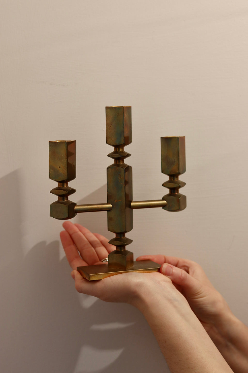 Swedish Brass Candelabra by Lars Akesson Noah Ancienne