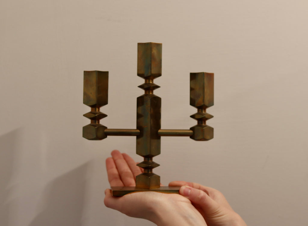 Swedish Brass Candelabra by Lars Akesson Noah Ancienne