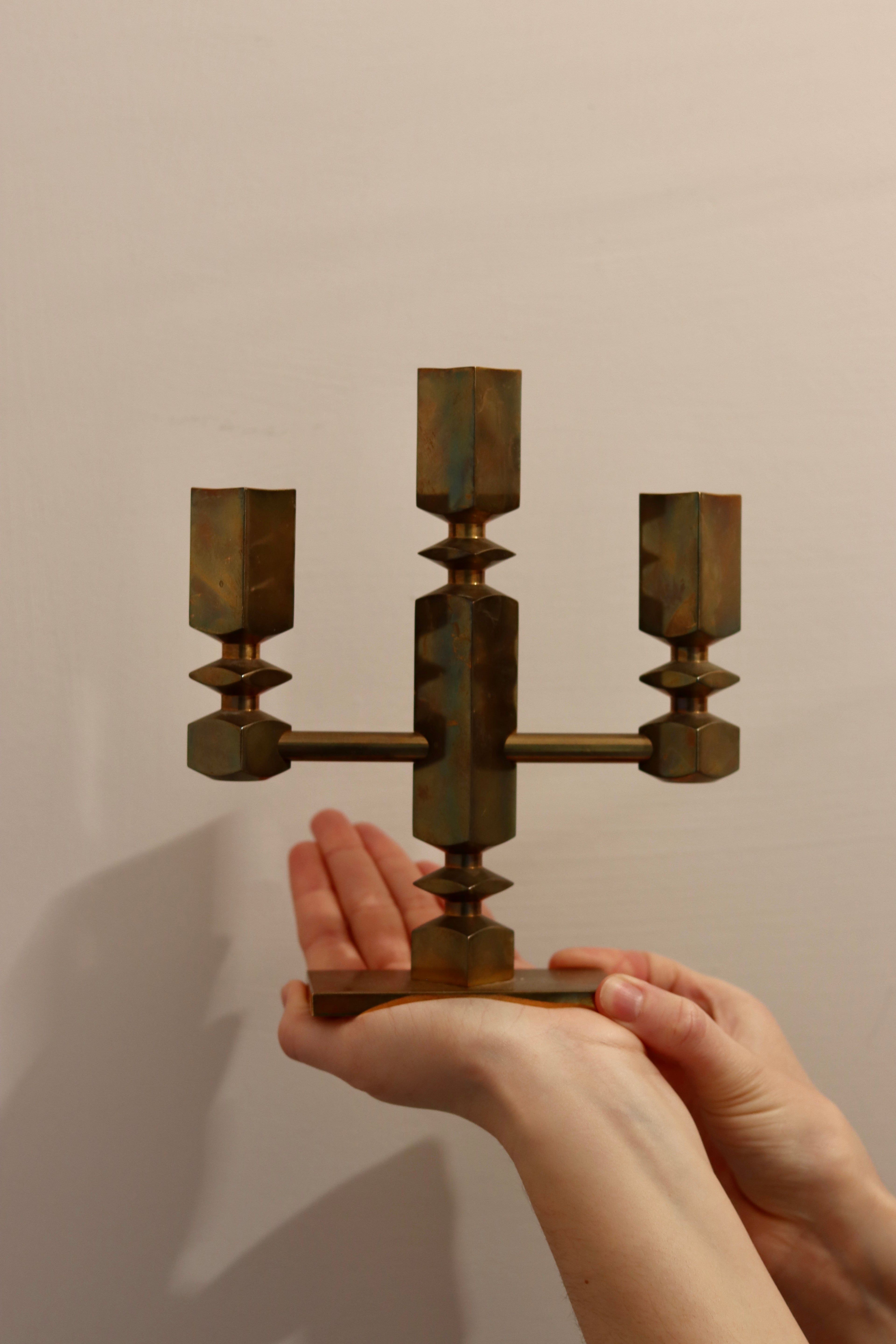 Swedish Brass Candelabra by Lars Akesson Noah Ancienne