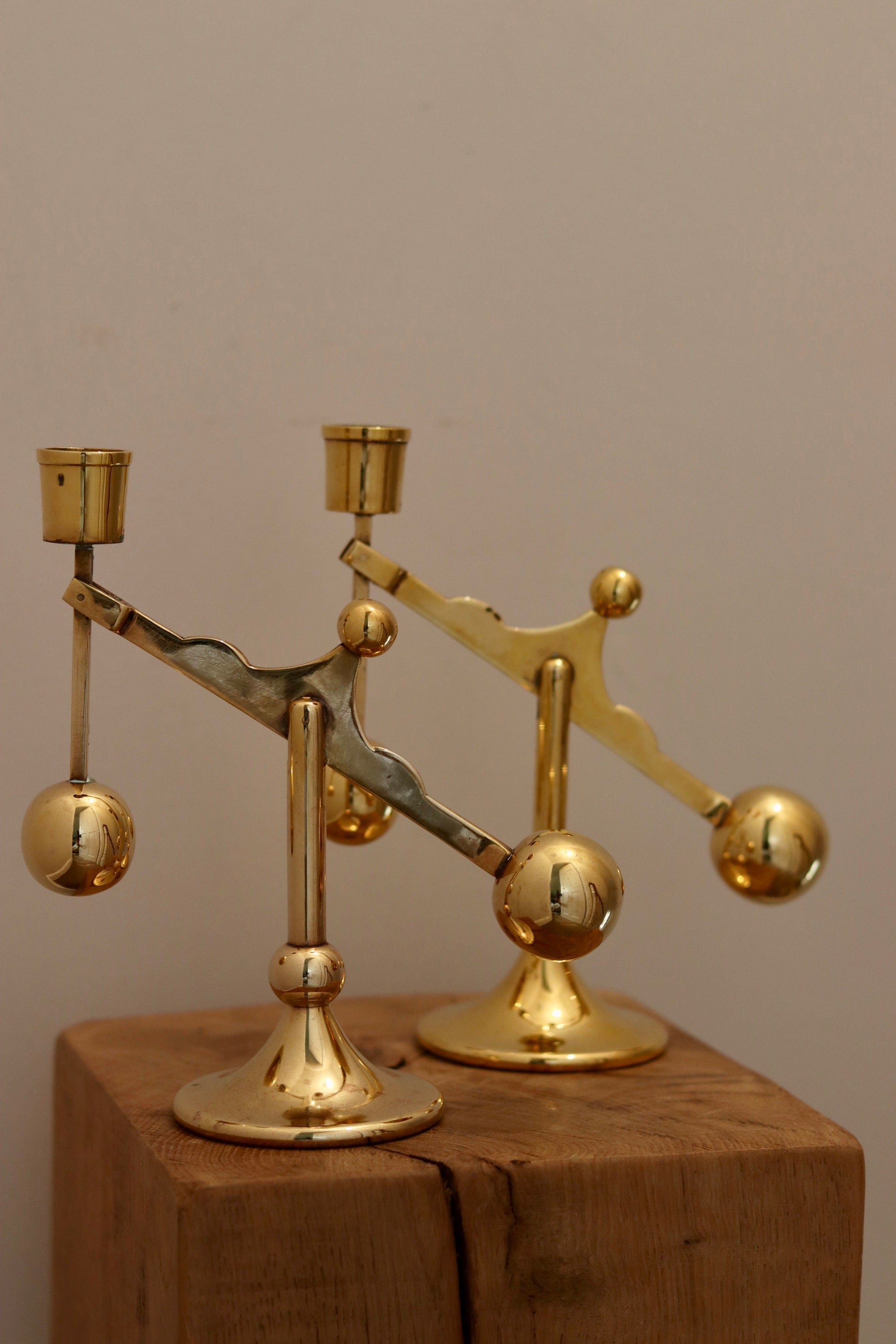 Swedish Brass Candleholder by Scandia circa 1970 Noah Ancienne