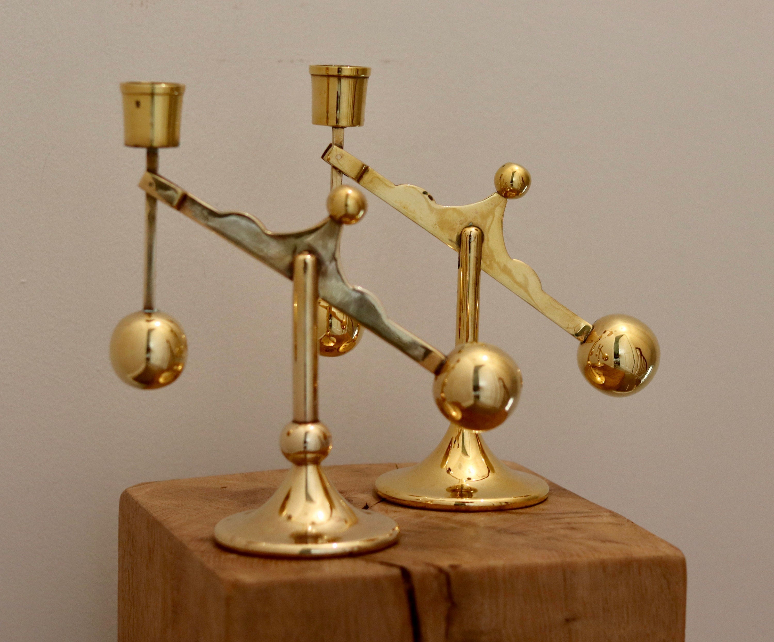 Swedish Brass Candleholder by Scandia circa 1970 Noah Ancienne