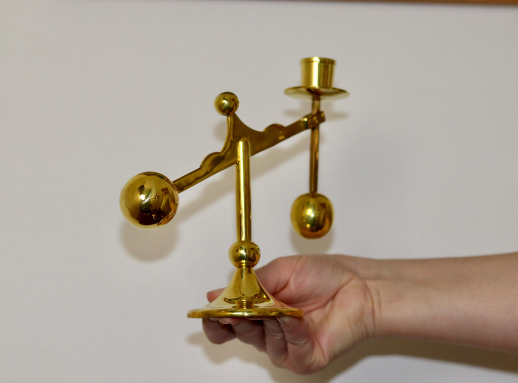 Swedish Brass Candleholder by Scandia circa 1970 Noah Ancienne