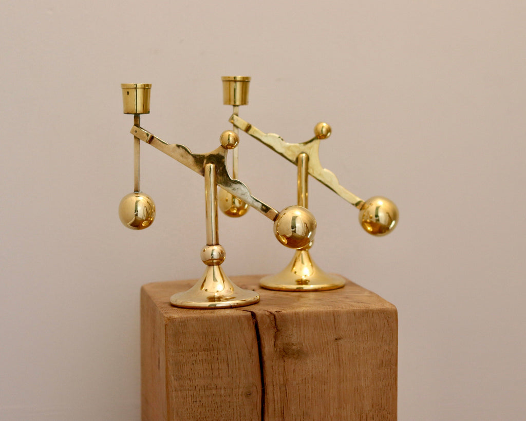 Swedish Brass Candleholder by Scandia circa 1970 Noah Ancienne