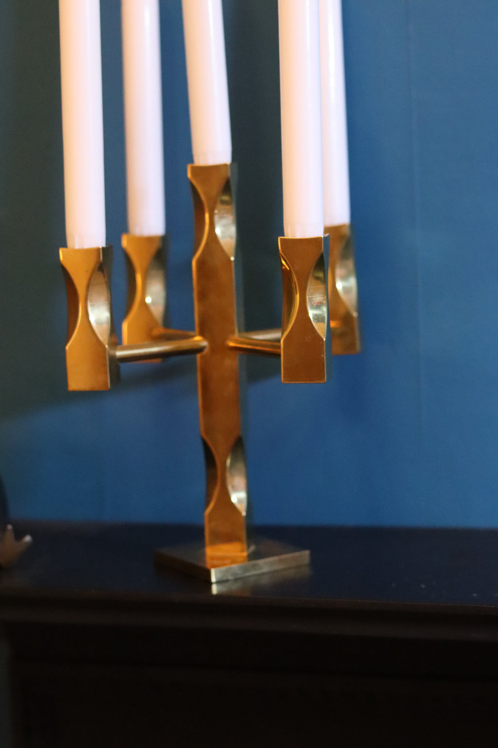 Swedish Brass Five Arm Candelabra by Lars Åkesson for Vallonmässing Noah Ancienne