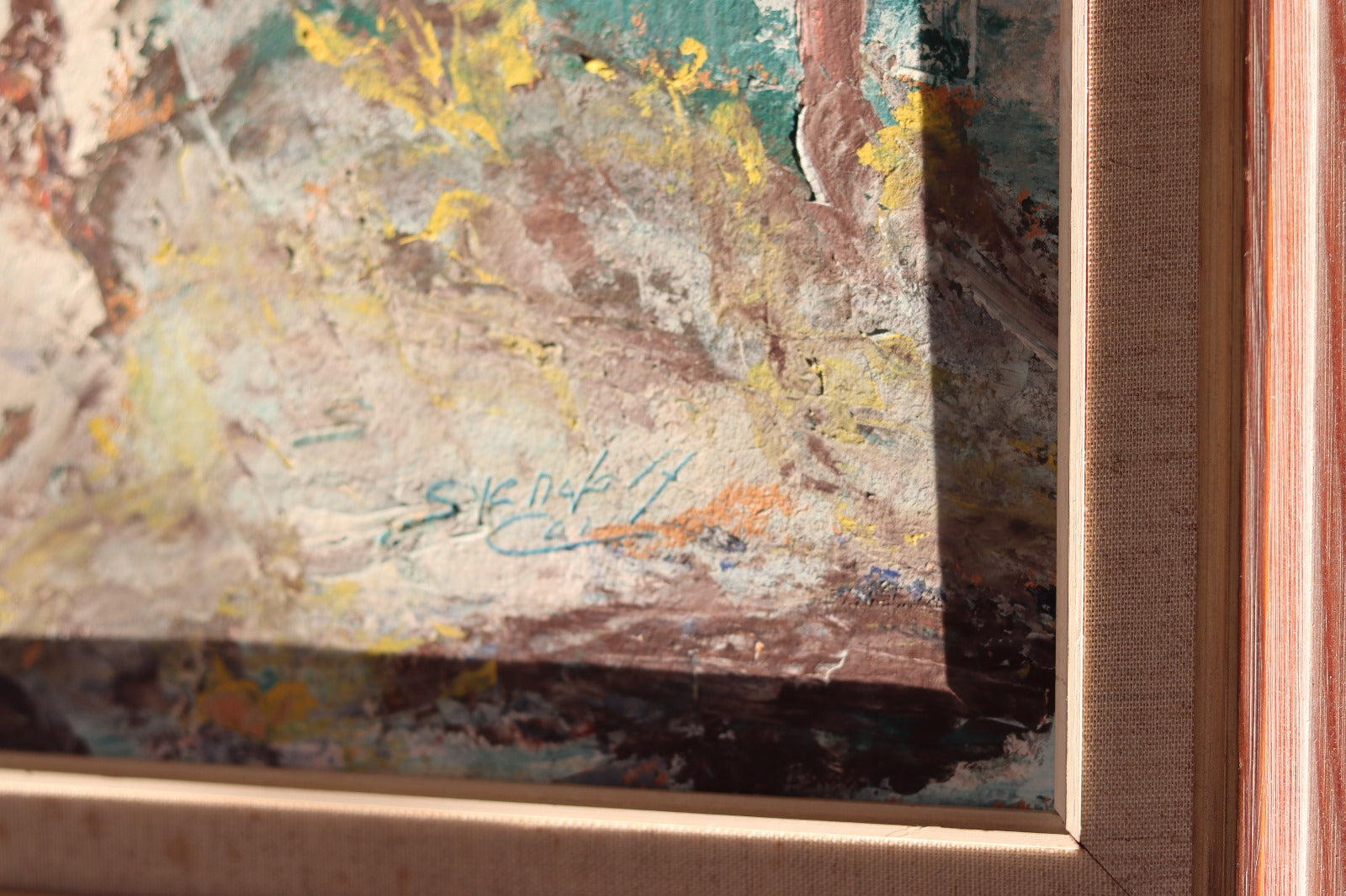 Swedish modernist Oil On Canvas"Eastern Dilemma" Vintage & Framed Noah Ancienne