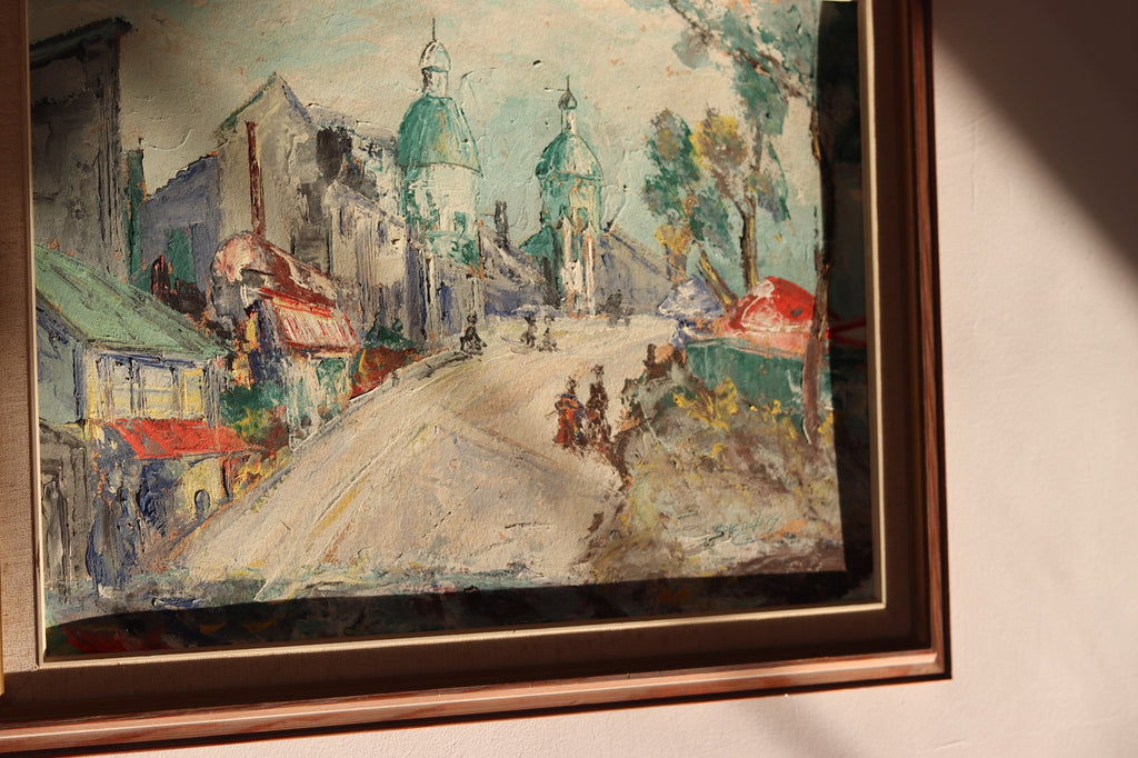 Swedish modernist Oil On Canvas"Eastern Dilemma" Vintage & Framed Noah Ancienne