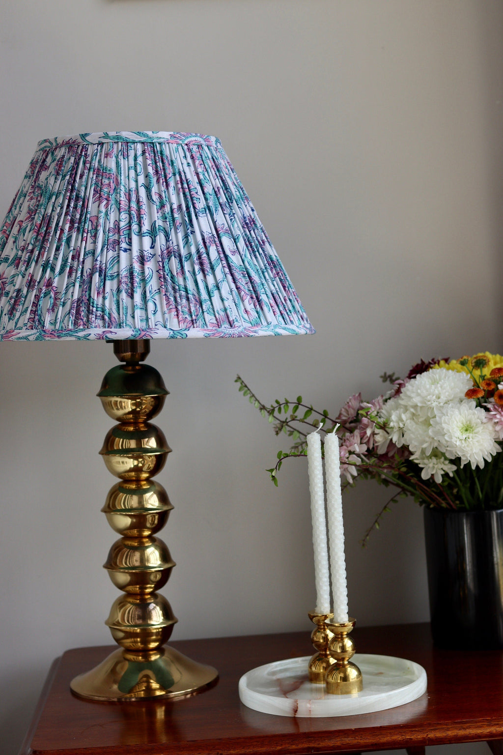 Tall Brass Bobbin lamp Noah Ancienne