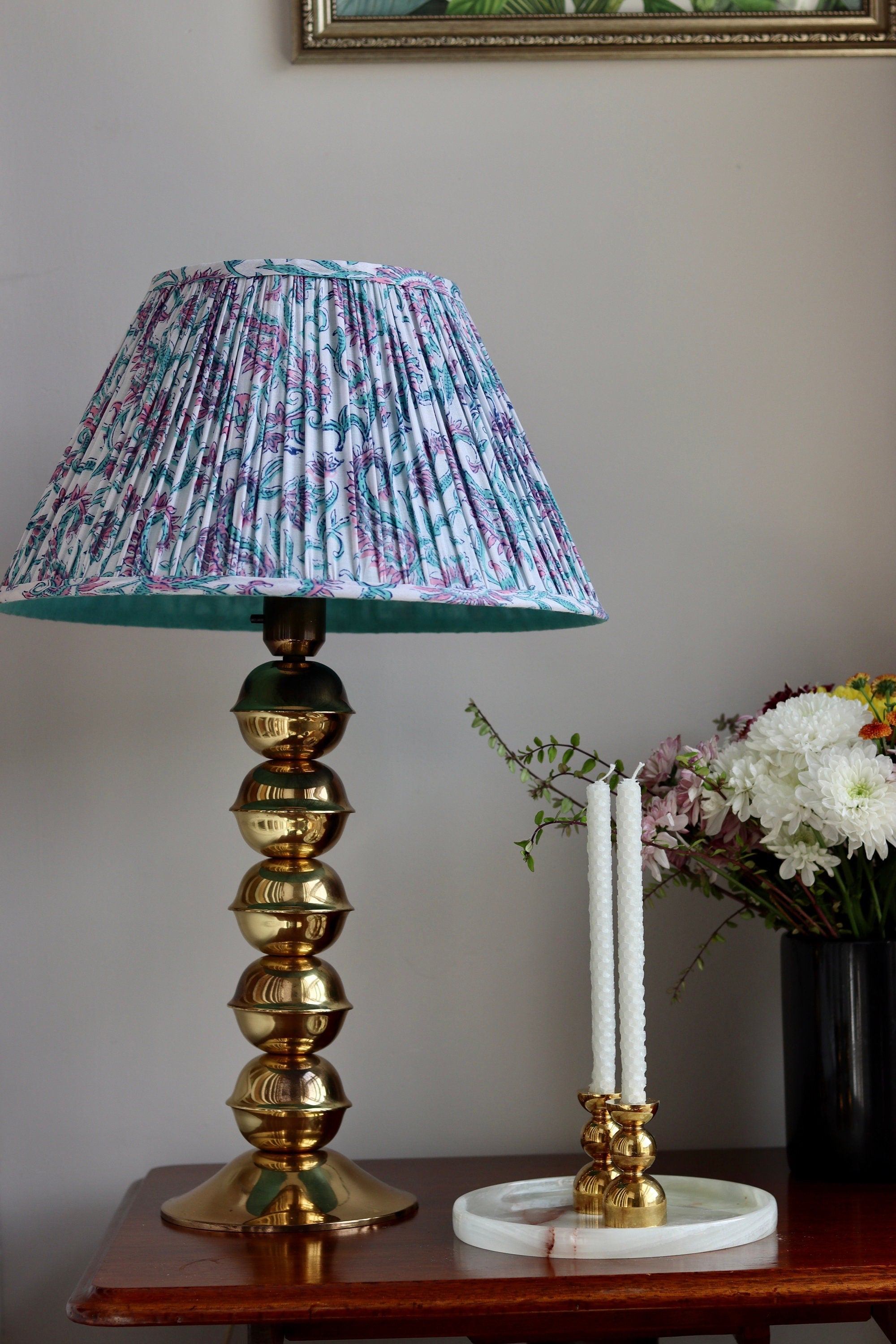 Tall Brass Bobbin lamp Noah Ancienne