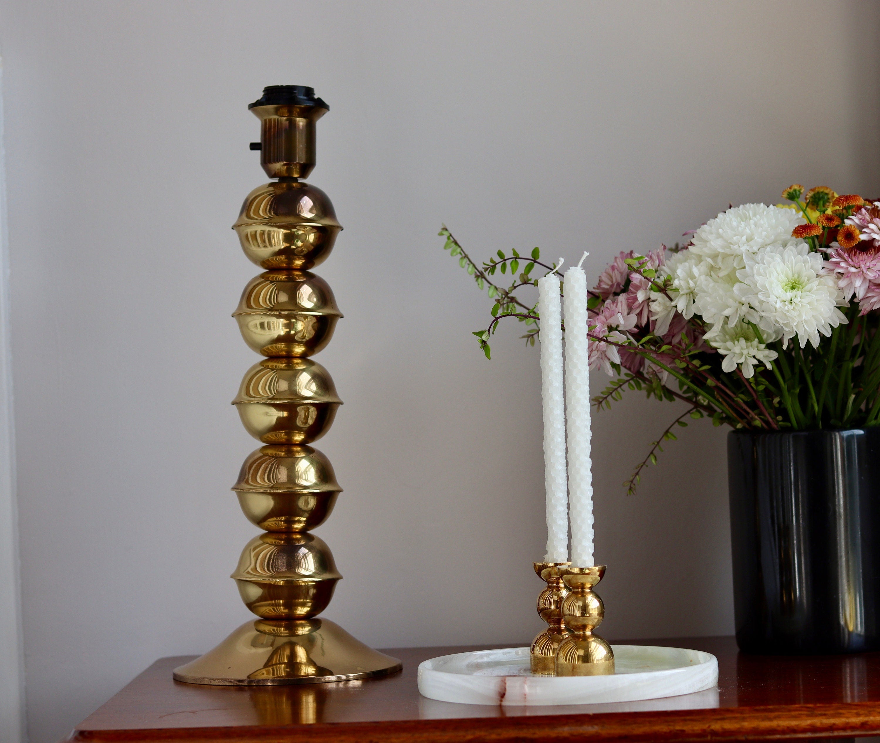 Tall Brass Bobbin lamp Noah Ancienne