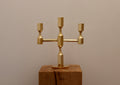 Three-Arm Swedish Brass Candelabra by Gusum circa 1970 Noah Ancienne