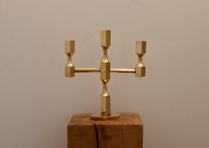 Three-Arm Swedish Brass Candelabra by Gusum circa 1974