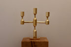 Three-Arm Swedish Brass Candelabra by Gusum circa 1970 Noah Ancienne