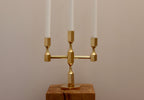 Three-Arm Swedish Brass Candelabra by Gusum circa 1970 Noah Ancienne