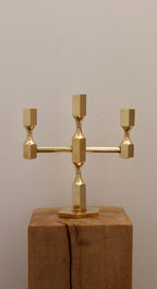 Three-Arm Swedish Brass Candelabra by Gusum circa 1970 Noah Ancienne