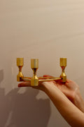 Triangular Brass Candelabra by Lars Bergsten for Gusum, Sweden, 1980s Noah Ancienne