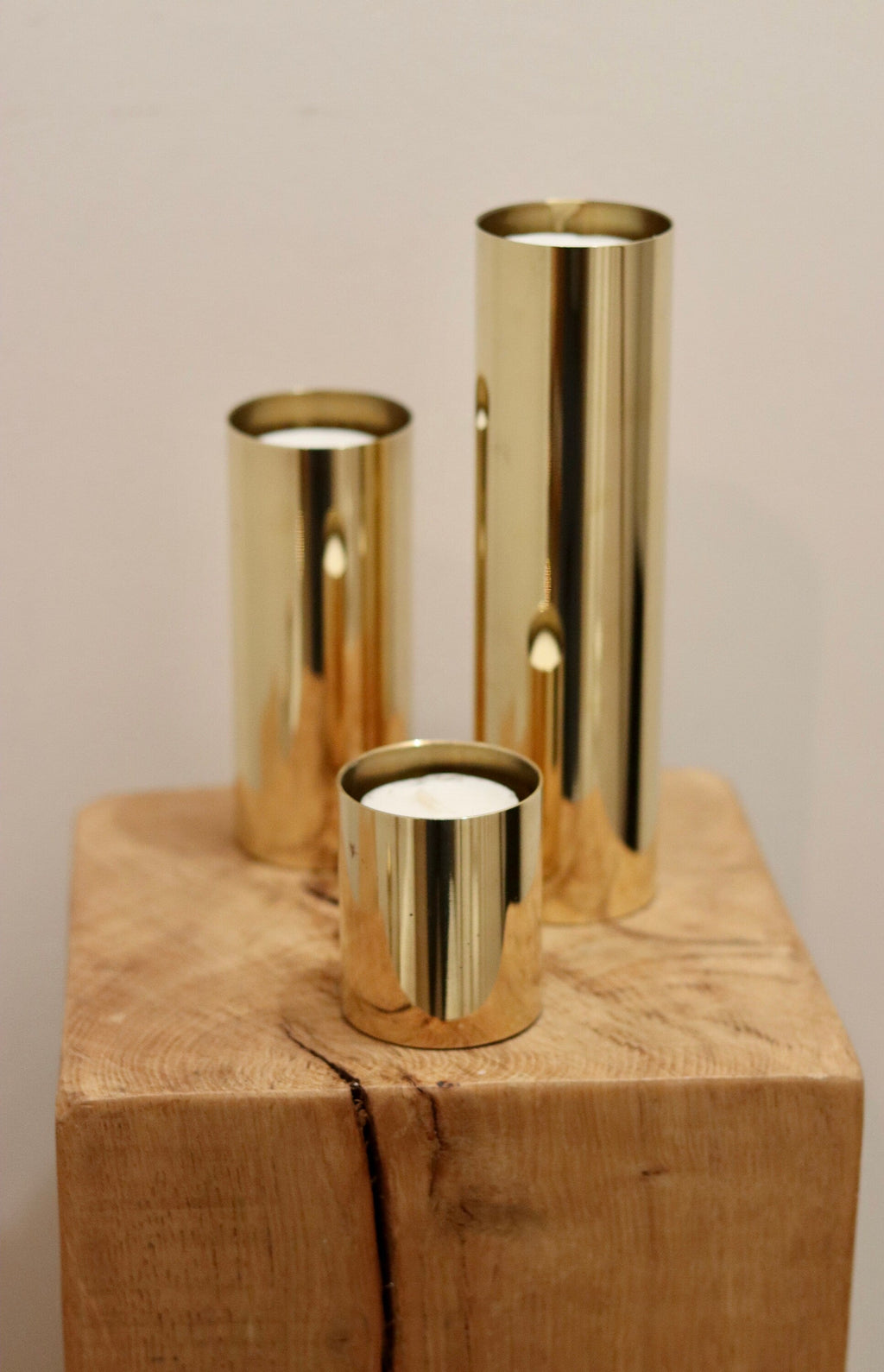 Trio of Mid-Century Brass Tea light Holders Noah Ancienne