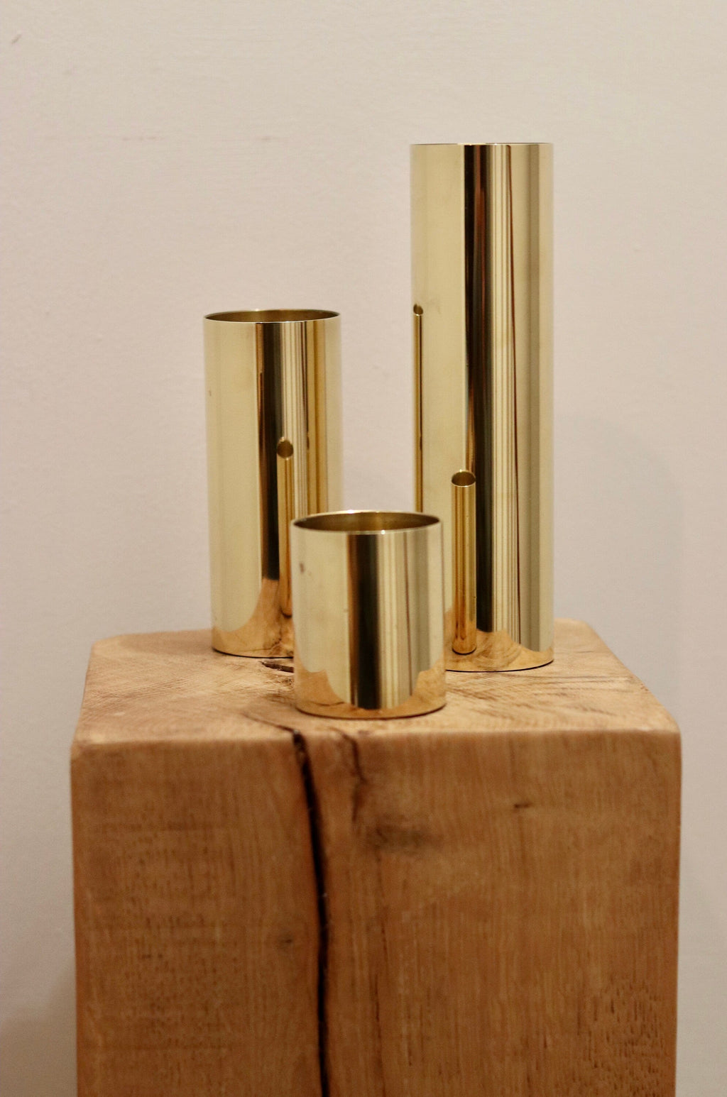Trio of Mid-Century Brass Tea light Holders Noah Ancienne