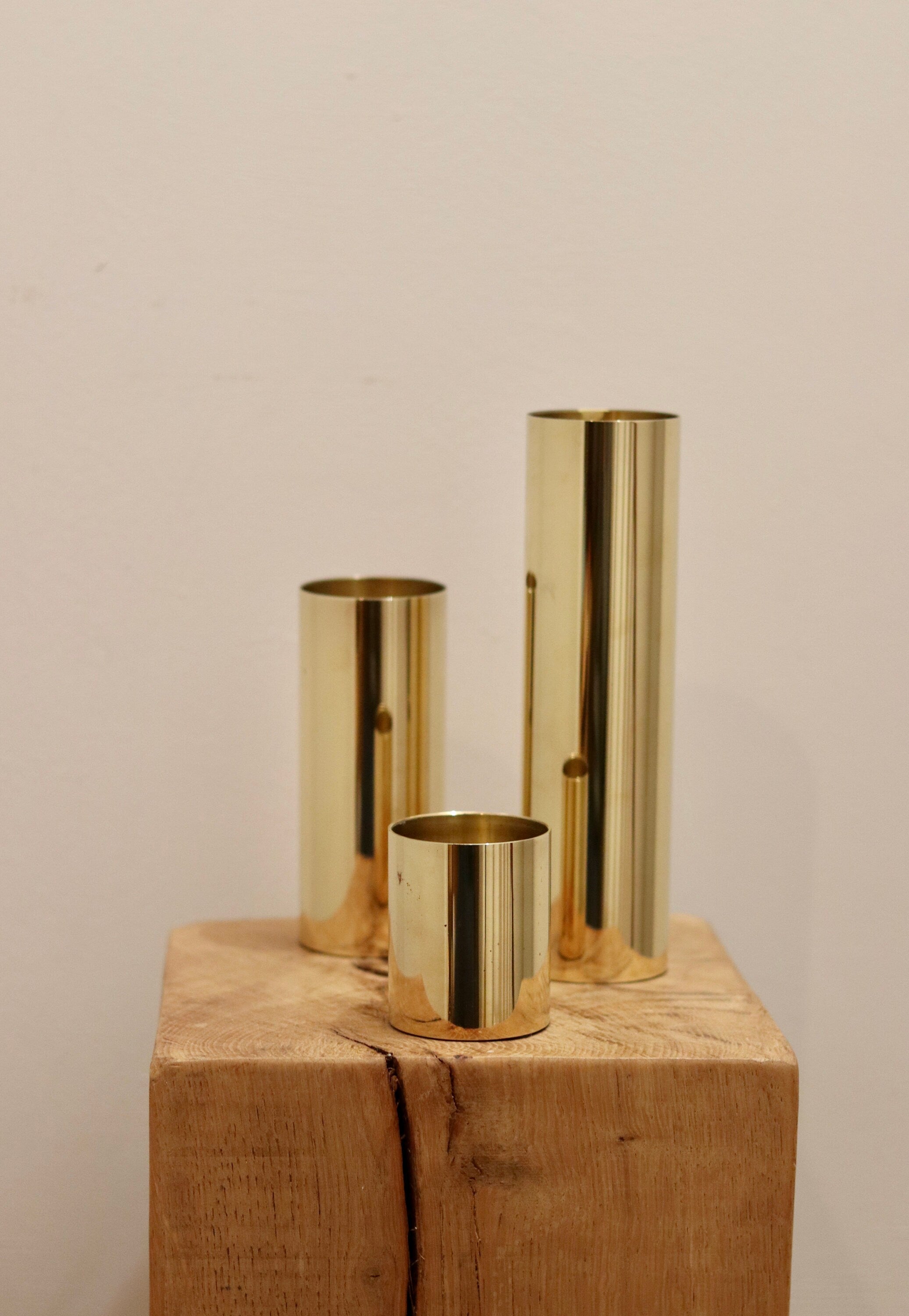 Trio of Mid-Century Brass Tea light Holders Noah Ancienne