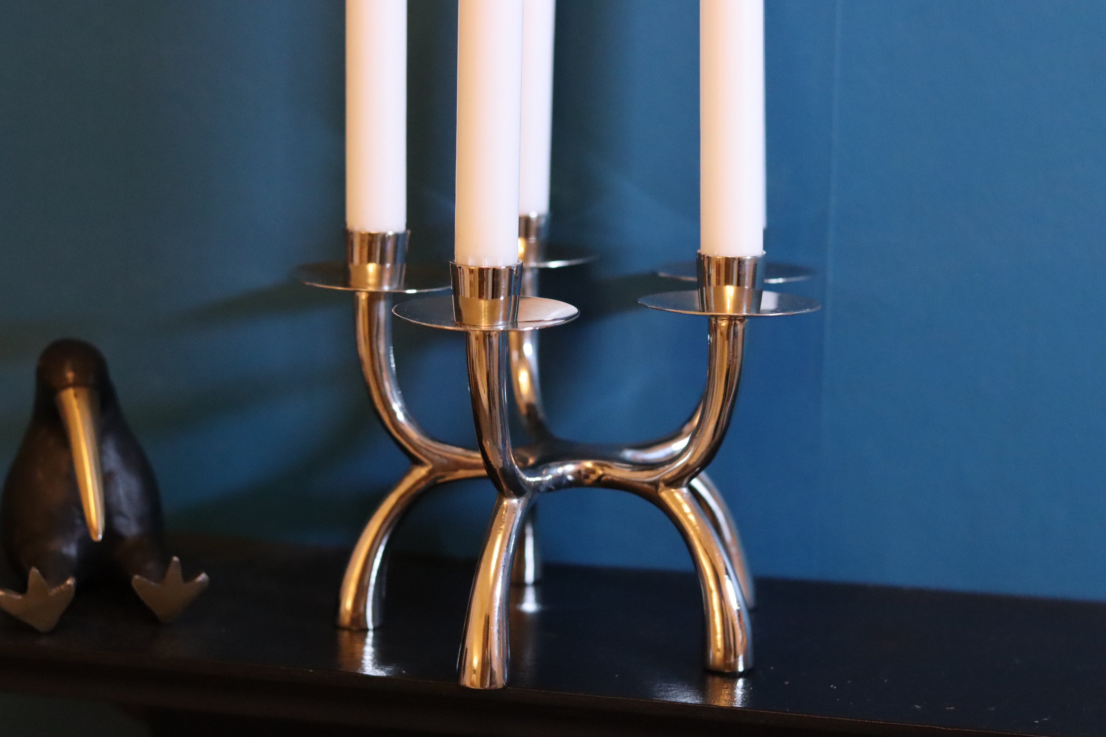 Vintage Chrome Candelabra Noah Ancienne