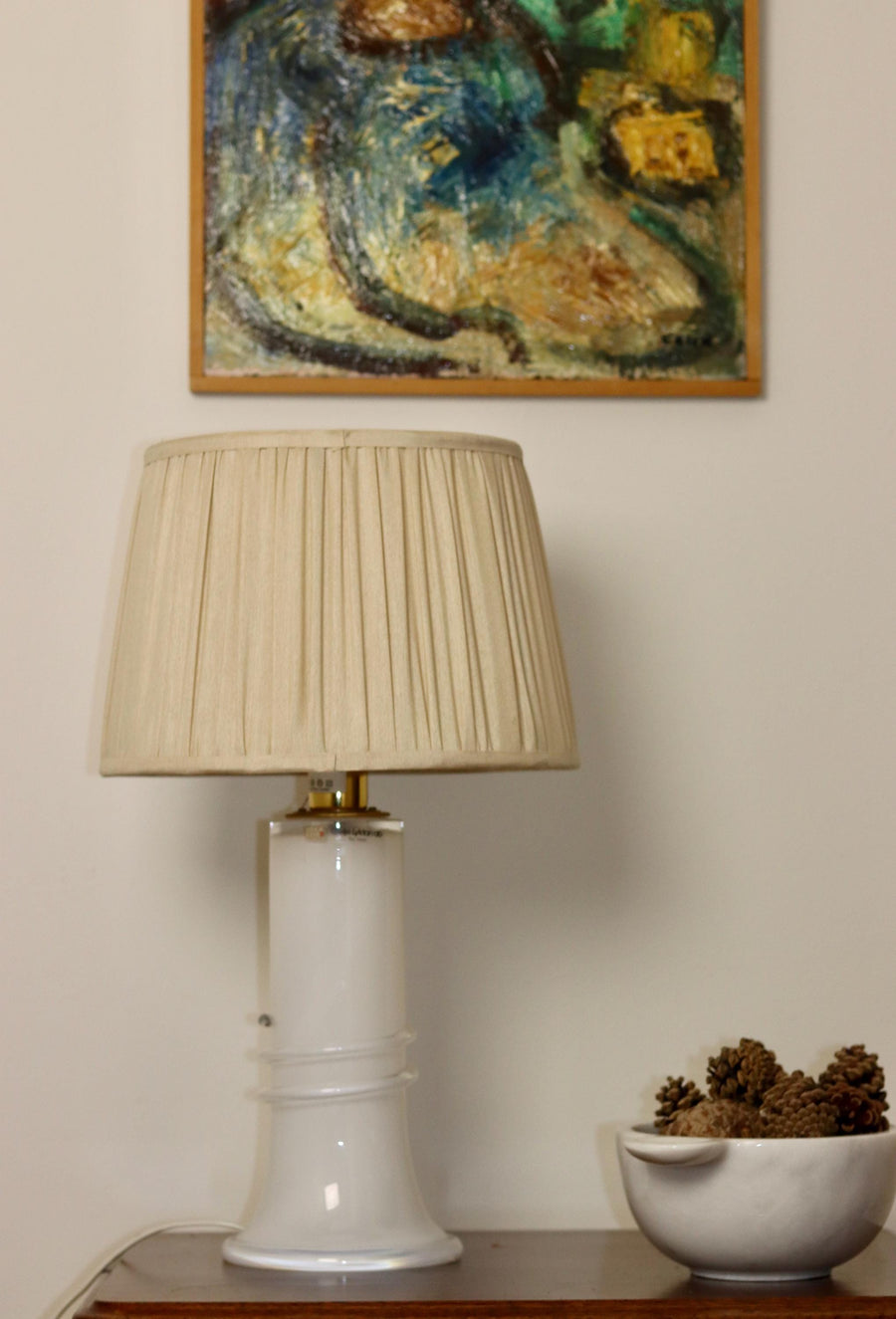 Vintage glass table lamp by Hannelore Dreutler, Studio Åhus, Sweden, 1990's Noah Ancienne