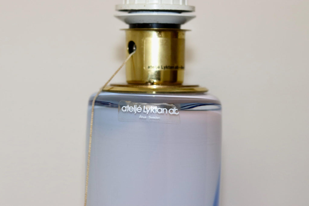 Vintage glass table lamp by Hannelore Dreutler, Studio Åhus, Sweden, 1990's Noah Ancienne
