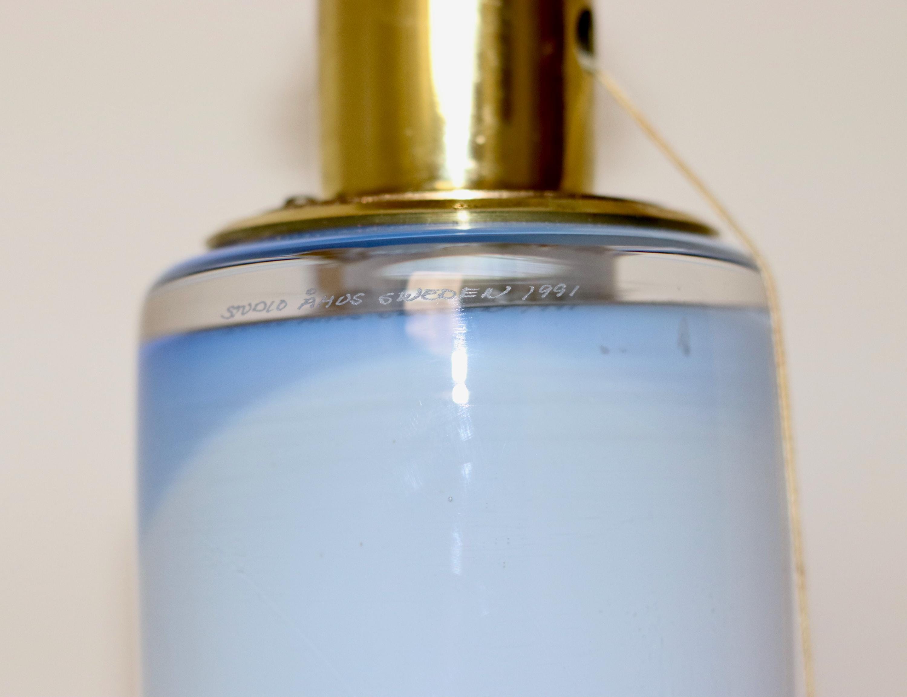 Vintage glass table lamp by Hannelore Dreutler, Studio Åhus, Sweden, 1990's Noah Ancienne