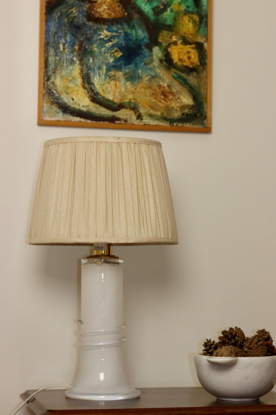 Vintage glass table lamp by Hannelore Dreutler, Studio Åhus, Sweden, 1990's Noah Ancienne