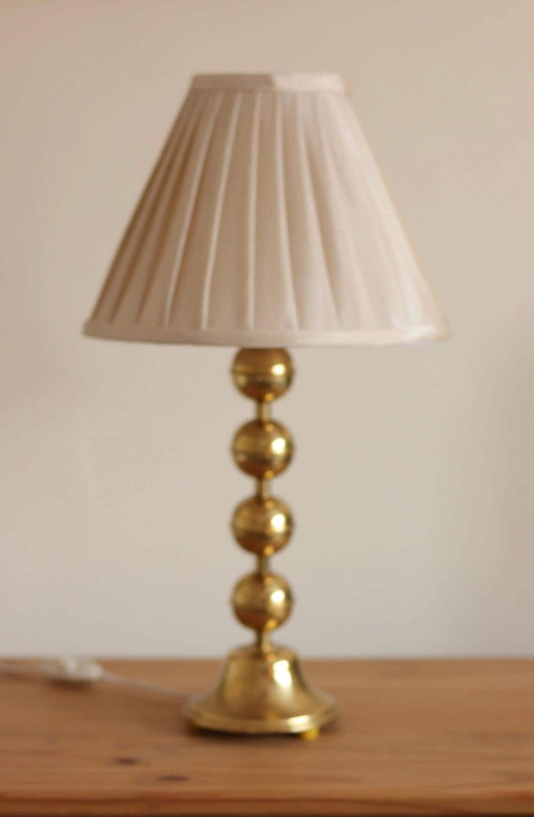 Pair of Vintage Swedish Brass Bobbin Table Lamp By Aneta