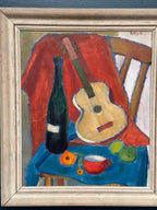 “Still Life with Guitar and Wine Bottle”
