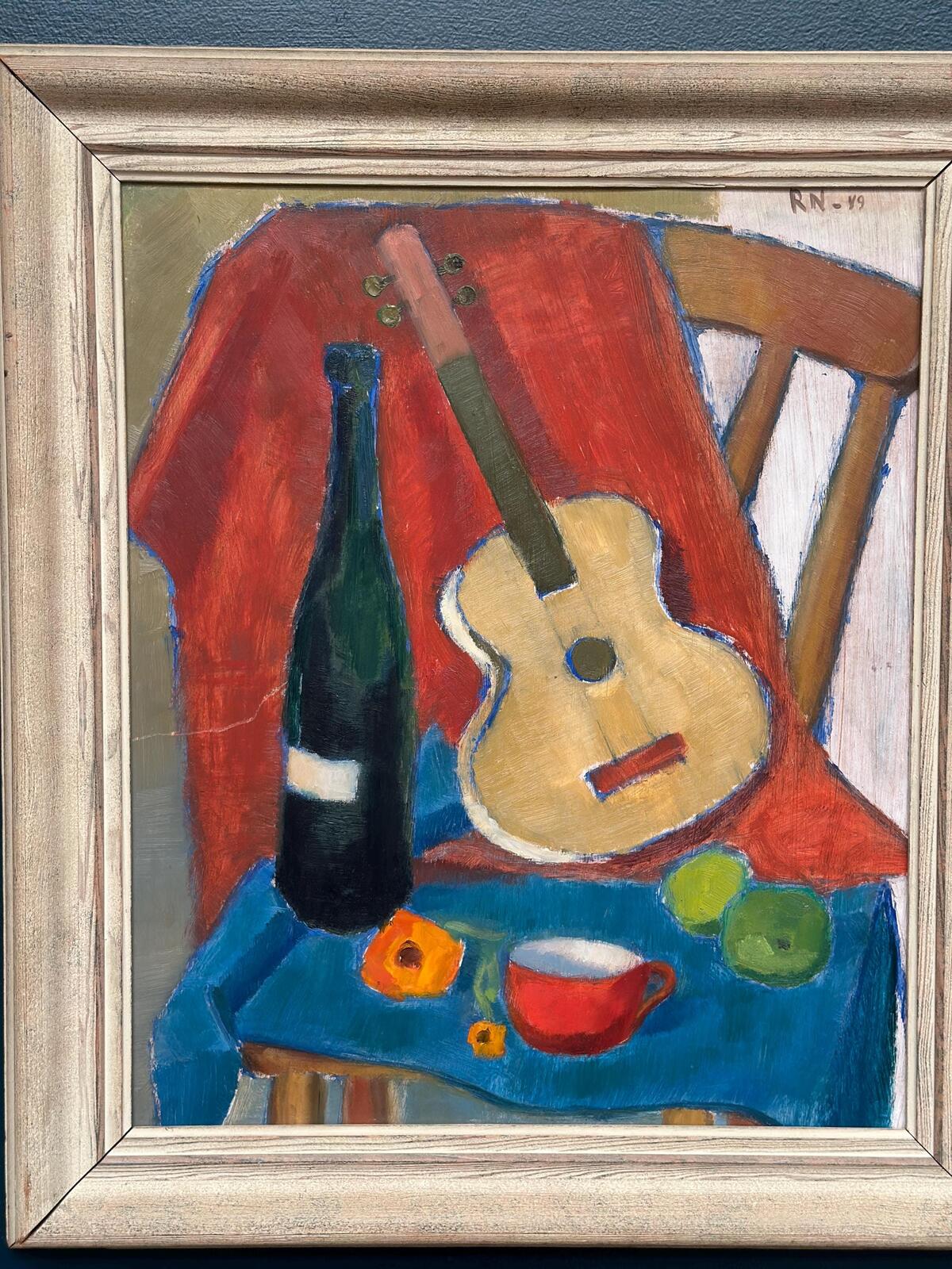 “Still Life with Guitar and Wine Bottle”