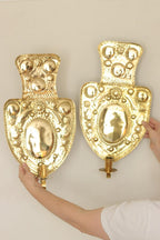 Large Baroque Style Mid-Century Brass Swedish Sconces