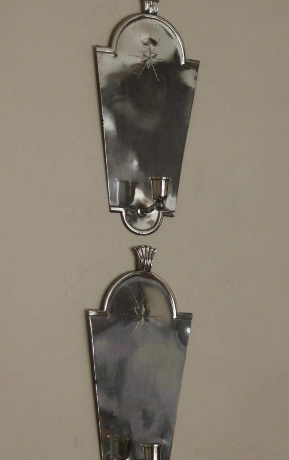 Pair of Mid Century Swedish Pewter Sconces by Svenskt Tenn