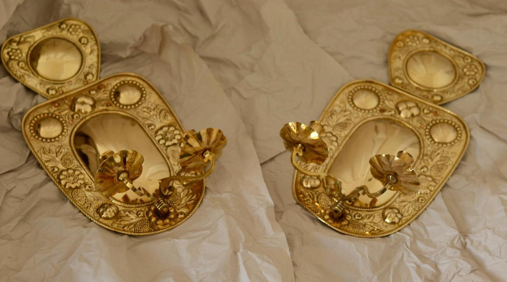 Baroque Style  Mid-Century Brass Swedish Sconces