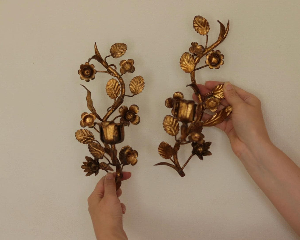 Pair of Mid-Century Italian Gilded Metal Sconces