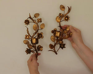 Pair of Mid-Century Italian Gilded Metal Sconces