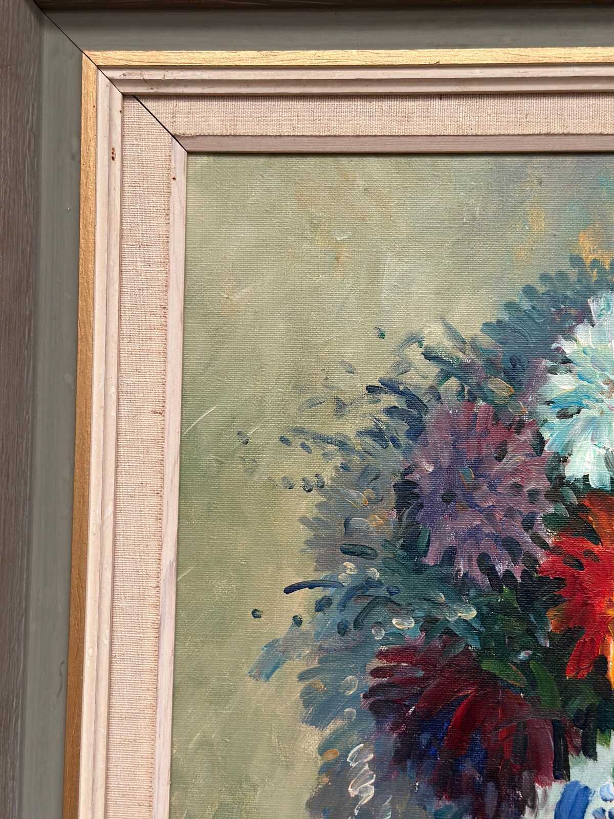 “Asters in Ceramic Vase” by Eric Lundgren