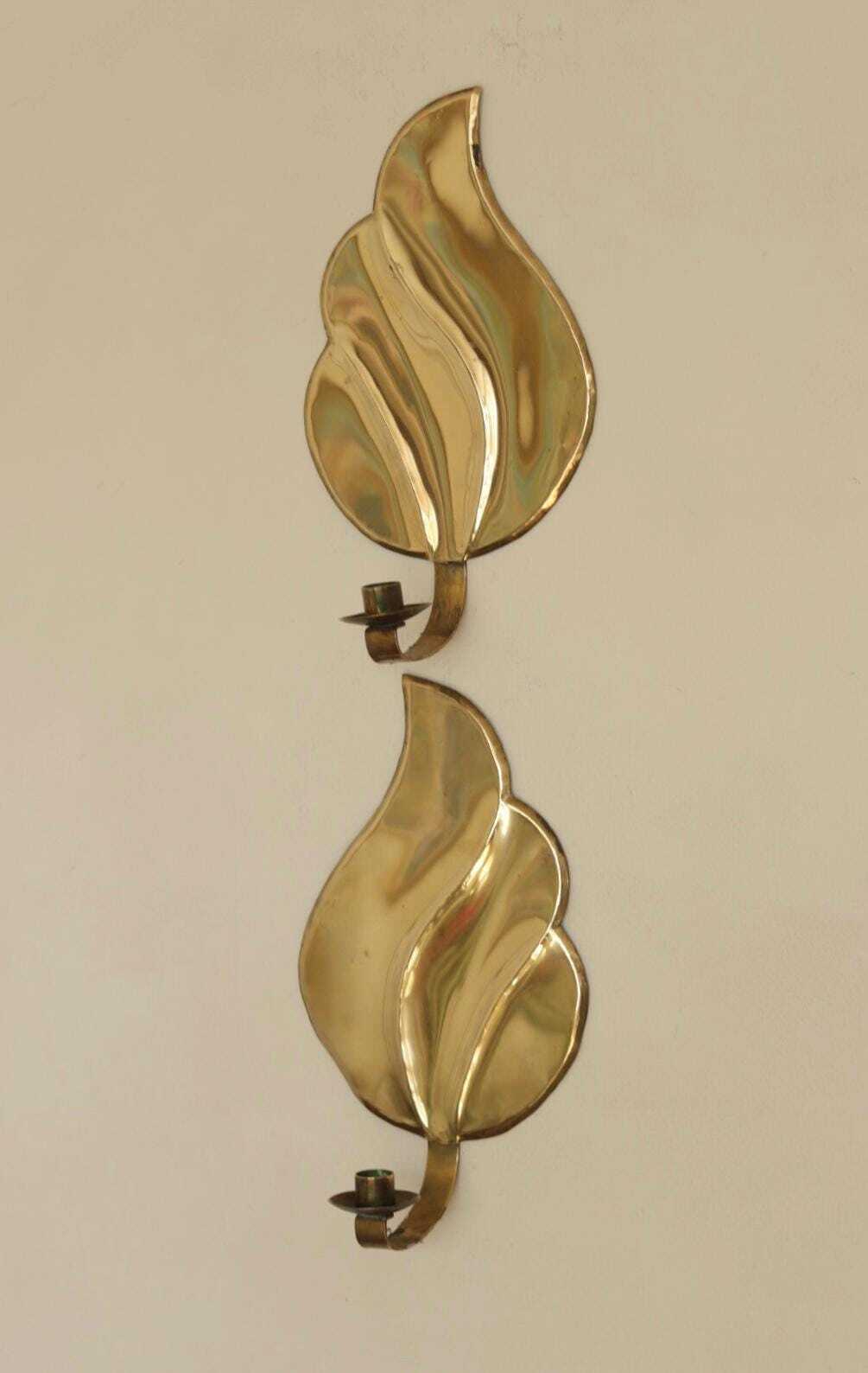 Pair Of Mid Century Swedish Brass Sconces