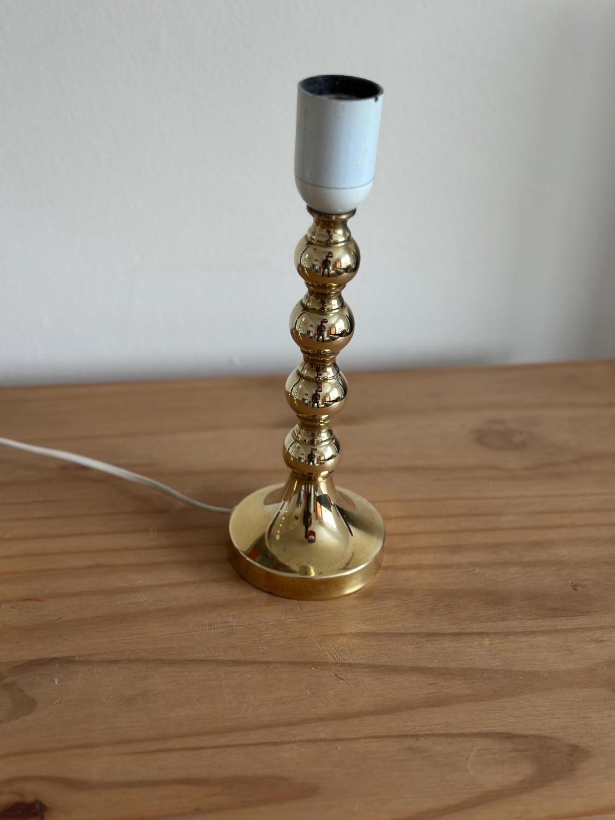 Pair of Mid Century Swedish Brass Lamps with French Scallop Shades
